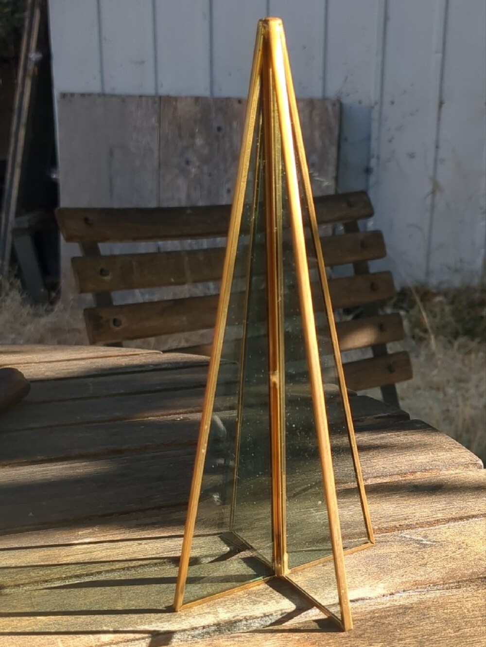 Holiday Tinted Glass Pyramid Tree